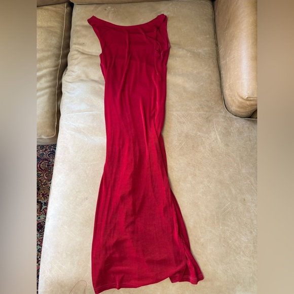 1990s Amanda Paris London New York Red Slinky Sleeveless Dress Size XL - Picture 8 of 8